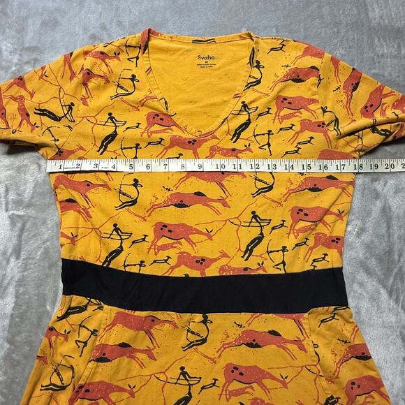 Svaha Ethnic Cave Art Arches Hunters Twirl Dress Sz: M w/ Pockets Flare - Picture 6 of 9